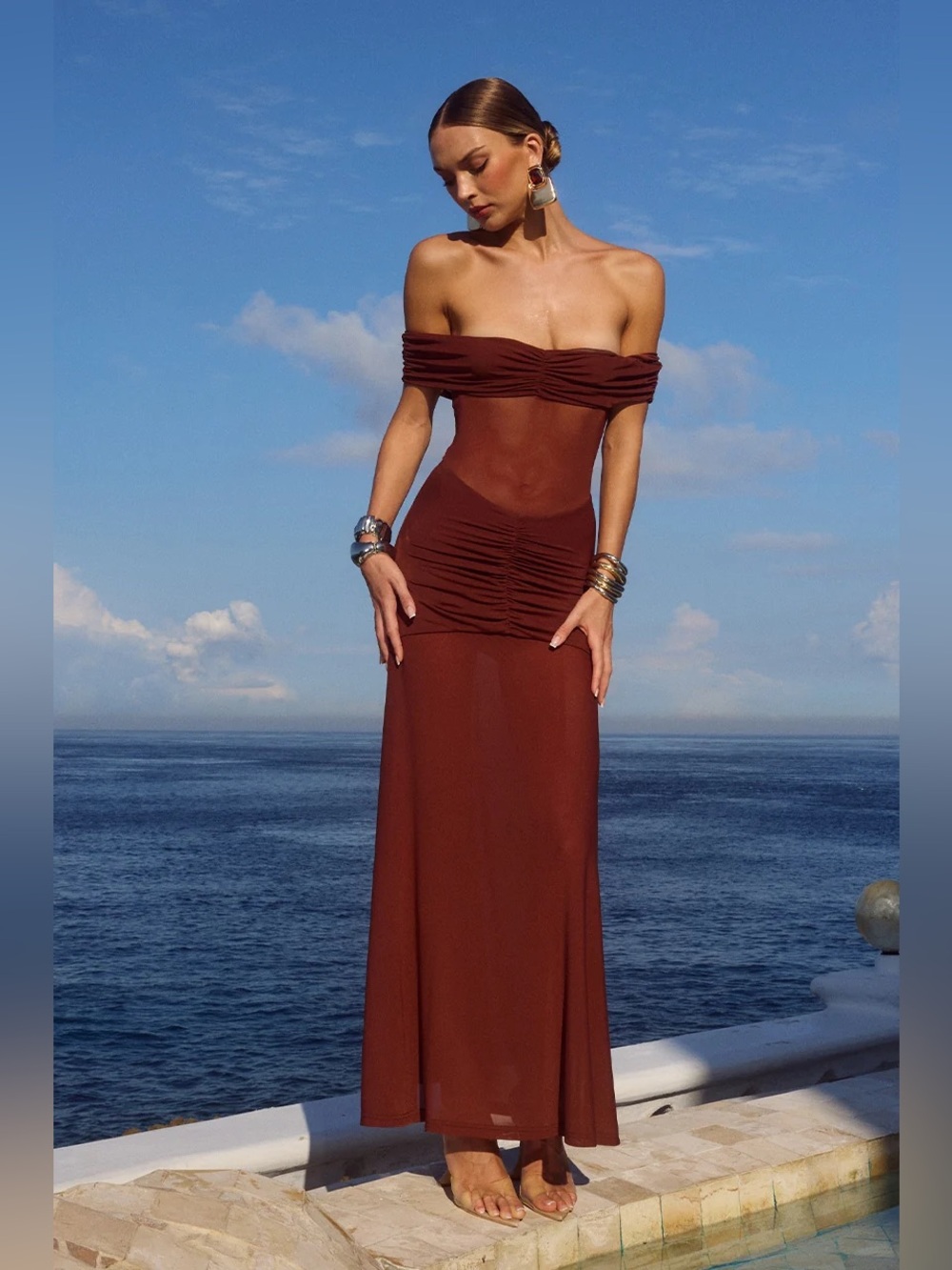 Runaway The Label Meila Maxi Dress in Espresso